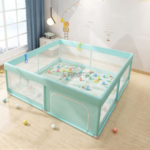 安全で滑り止めのベビーフェンスフルメッシュデザイン屋内および屋外キッズアクティビティセンターベビープレイペンダークグリーン
