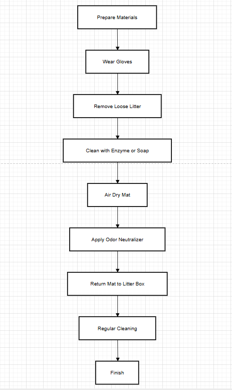 Flowchart for cleaning cat litter mats 猫のごみマットを掃除するためのフローチャート