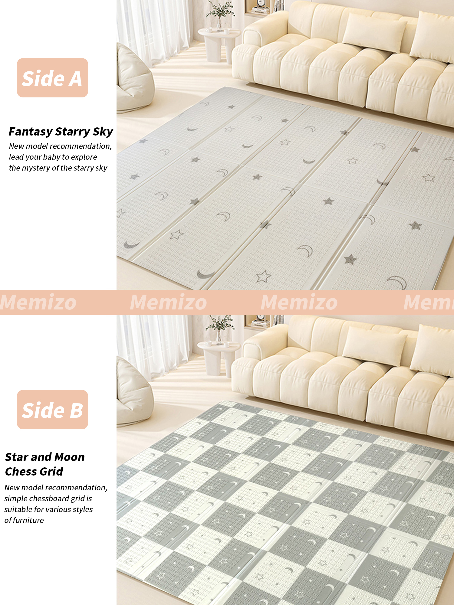 洗えるベイビープレイマットポータブルノンスリップエクストラ大きなクロールマット