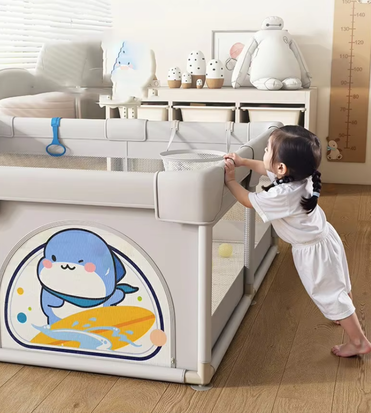 メミソ耐久性フェンス屋内赤ちゃん運動エリアサーフィンサメのプレイペン